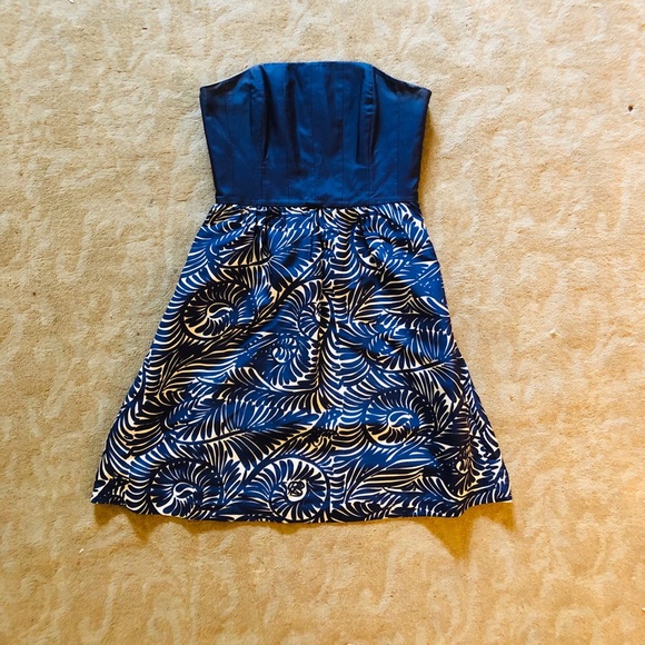 CK Bradley New York Navy Motif Strapless Dress - Picture 1 of 4